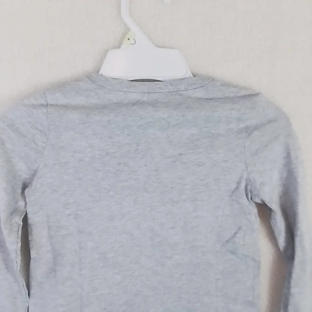 OshKosh Long Sleeve‎ Cotton T-Shirt Girl's Size 4 Gray, Gym, Dance, Cheer